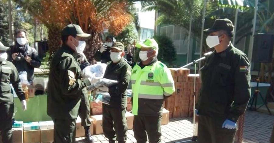 Policía en Tarija recibe insumos de bioseguridad